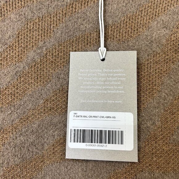 NEW Everlane Alpaca Wool Sweater Women’s Size XS Camel Brown Tiger Stripe - Picture 6 of 10